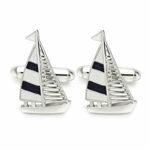 Mr.Van Sail Boat Cufflinks Navy/Silver NWT